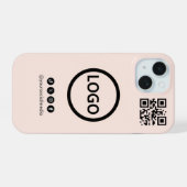 QR Code Business Social Media Blush iPhone 15 Hoesje (Achterkant horizontaal)