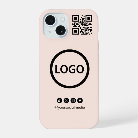 QR Code Business Social Media Blush iPhone 15 Hoesje (Achterkant)