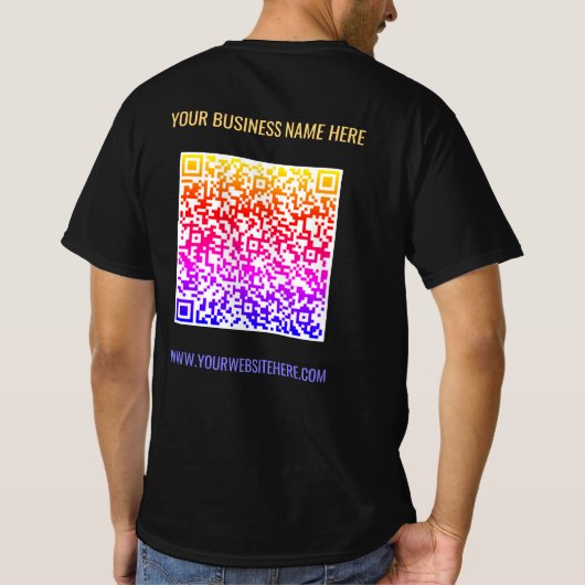 QR Code Business T-Shirt Aangepaste tekst en kleur (Achterkant)