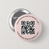 QR Code Business Template Blush Pink Ronde Button 5,7 Cm (Voorkant /achterkant)