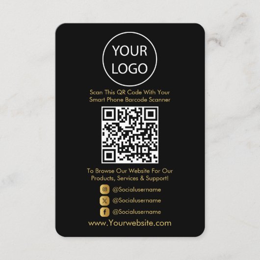 QR Code Business Website Scan Me Social Media Informatiekaartje (Voorkant)
