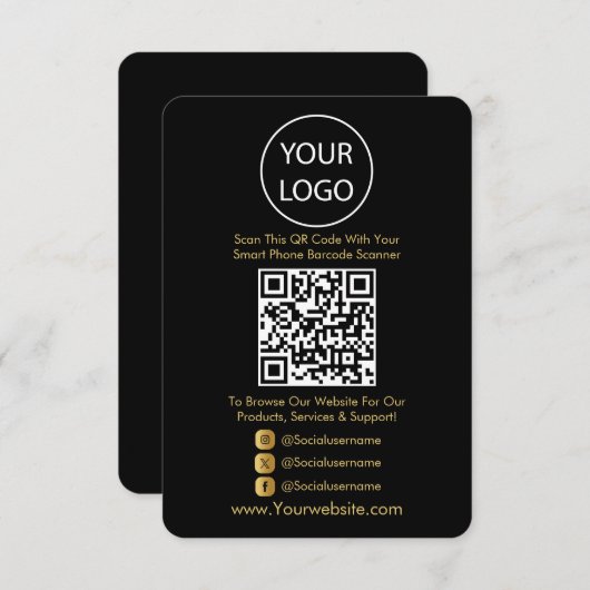 QR Code Business Website Scan Me Social Media Informatiekaartje (Voorkant / Achterkant)