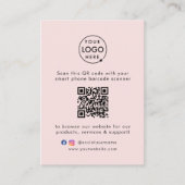 QR Code Business Website Scan me Sociale media Roz Visitekaartje (Voorkant)