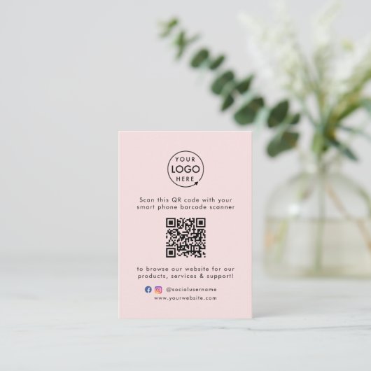 QR Code Business Website Scan me Sociale media Roz Visitekaartje (Staand voorkant)