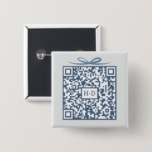 QR-code cadeaudoos met initialen register contant Vierkante Button 5,1 Cm (Voorkant /achterkant)