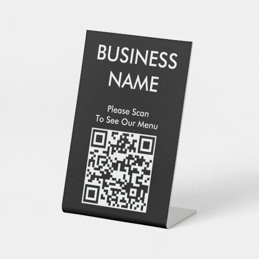 QR Code Cafe Big Print Menu Zwart Reclamebord Met Voetstuk (Voorkant)