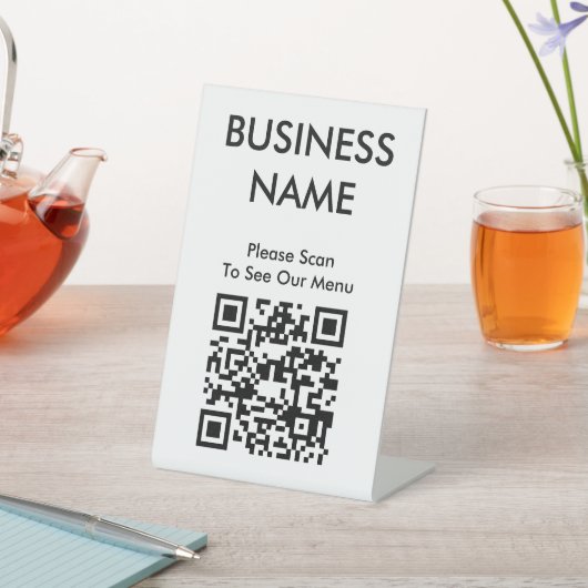 QR Code Café Groot Uitdraai Menu Wit Reclamebord Met Voetstuk (Insitu)