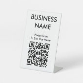 QR Code Café Groot Uitdraai Menu Wit Reclamebord Met Voetstuk (Voorkant)