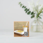 QR Code Calculator Orange Tutor Math Teacher Vierkante Visitekaartje (Staand voorkant)