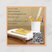 QR Code Calculator Orange Tutor Math Teacher Vierkante Visitekaartje (Voorkant)