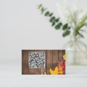 QR Code Carte de visite Automne Feuilles Bois (Debout devant)