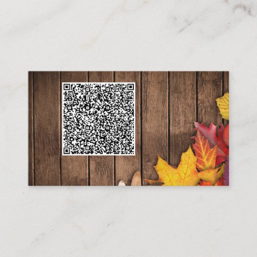 QR Code Carte de visite Automne Feuilles Bois (Devant)