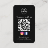 QR Code Carte de visite noir médias sociaux (Devant)