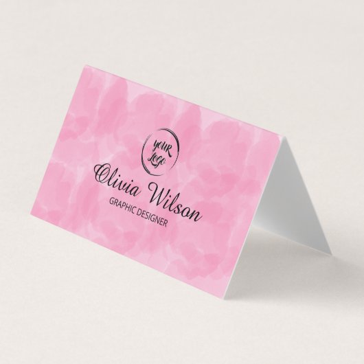 QR Code Carte de visite rose moderne simple (Devant)