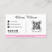 QR Code Carte de visite rose moderne simple (Dos)