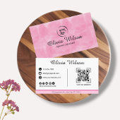 QR Code Carte de visite rose moderne simple