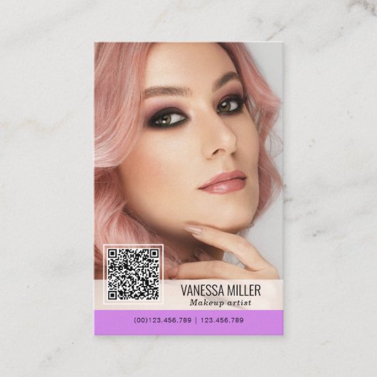 QR Code cartes de visite modernes pour maquilleur (Devant)
