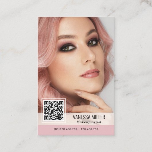 QR Code cartes de visite modernes pour maquilleur (Devant)