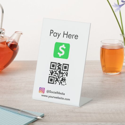 QR Code Cash App Reclamebord Met Voetstuk (Insitu)