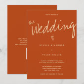 QR Code Casual Typografie verbrand Oranje huwelijk Kaart (Voorkant / Achterkant)