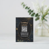 QR code Celestial Crescent Moon Goud Bruiloft Informatiekaartje (Staand voorkant)