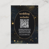 QR code Celestial Crescent Moon Goud Bruiloft Informatiekaartje (Voorkant)