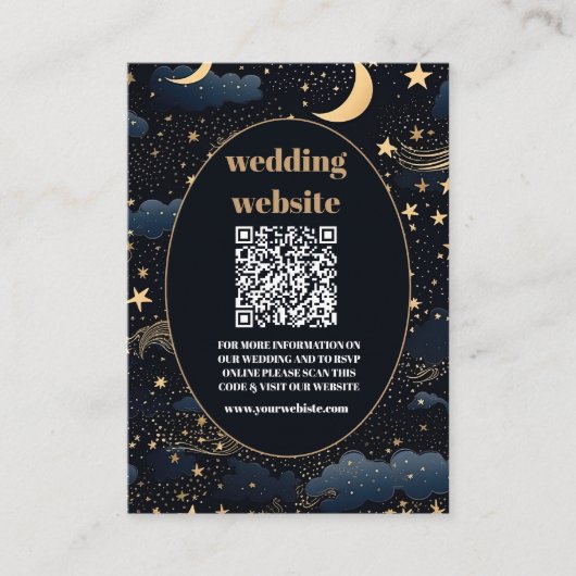 QR code Celestial Midnight Blue Sterren Maan Bruil Informatiekaartje (Voorkant)