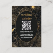 qr code Celestial Zwart Goud Bruiloft Informatiekaartje (Voorkant)