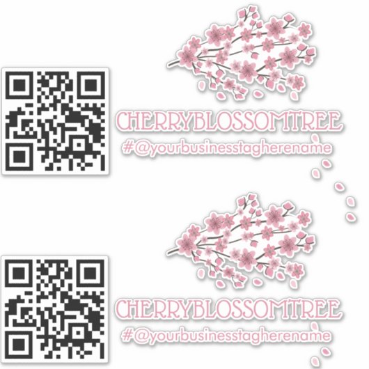 QR Code Cherry Blossom Nom commercial autocollant  (Devant)