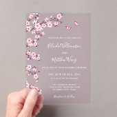 QR Code | Cherry Blossoms Pink White Wedding Acryl Uitnodigingen (Insitu (Draagbaar))