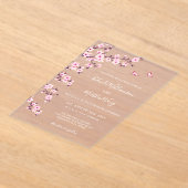QR Code | Cherry Blossoms Pink White Wedding Acryl Uitnodigingen (Laagn)