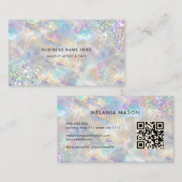 QR Code Chic Holografische Glitter Irediscent Opal Visitekaartje