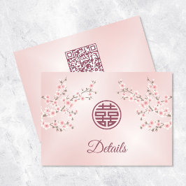 QR-code | Chinese bruiloft Dusty Pink Details Informatiekaartje