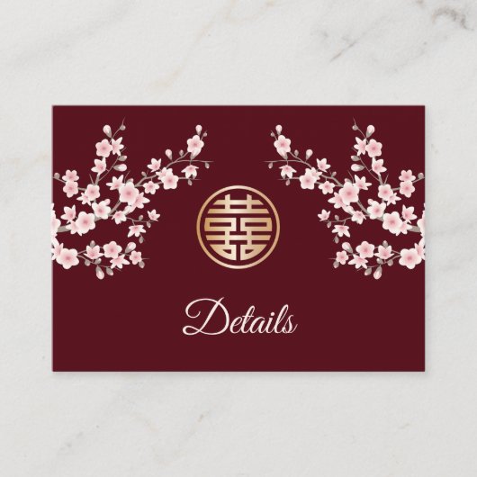 QR-code | Chinese bruiloft Dusty Pink Details Informatiekaartje (Voorkant)