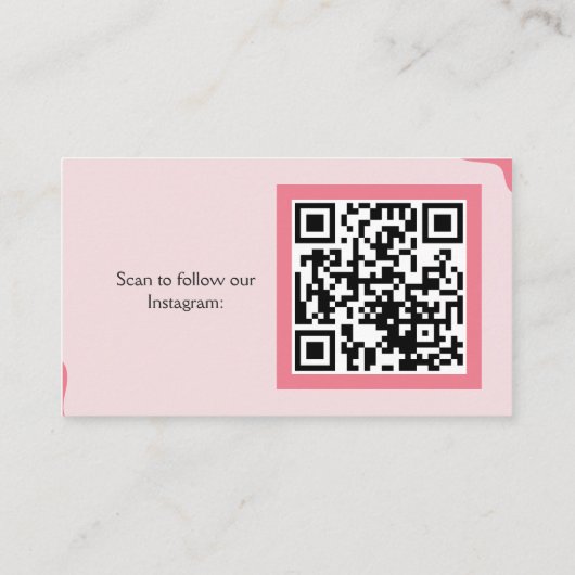 QR Code Chique Vrouwelijk Roze Visitekaartje (Achterkant)
