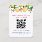 QR Code Citroenen Roze Bruiloft Online RSVP Informatiekaartje (Voorkant)