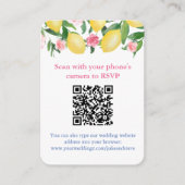 QR Code Citroenen Roze en Wit Online RSVP Informatiekaartje (Voorkant)