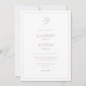 QR Code Classic Dusty Roos Script Monogram Weddens Kaart (Voorkant)