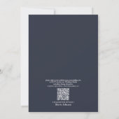 QR Code Classic Navy Blue Script Monogram Weddensc Kaart (Achterkant)