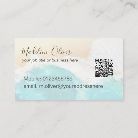 QR Code Coastal Beach Professioneel Modern Visitekaartje (Achterkant)