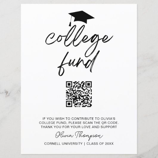 QR Code Collage Fund Graduation Party Sign (Voorkant)