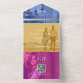 QR Code Colorful Photo Wedding All In One Uitnodiging (Binnen)
