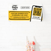 QR Code Company Logo Geel Indoor Outdoor Vinyl Spandoek (Insitu)