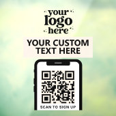 QR Code Company Logo Modern Minimalist Off White Raamsticker (Vel 3)