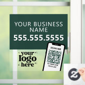 QR Code Company Logo Modern Minimalistisch Donkerg Raamsticker (Huis)