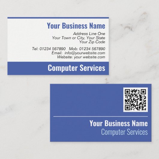 QR Code Computer Services Visitekaartje (Voorkant / Achterkant)