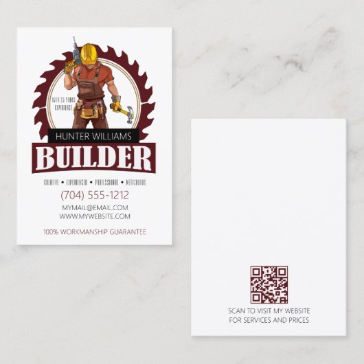 QR Code Construction Builder Professional Verticaa Visitekaartje (Voorkant / Achterkant)