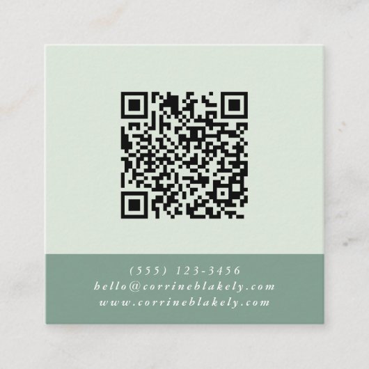 QR-code Contact Website Mint Kleurblok Vierkante Visitekaartje (Voorkant)