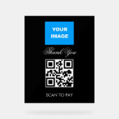 QR Code Contactloos Scannbaar Menu Logo Wit Acryl Bord (Voorkant)