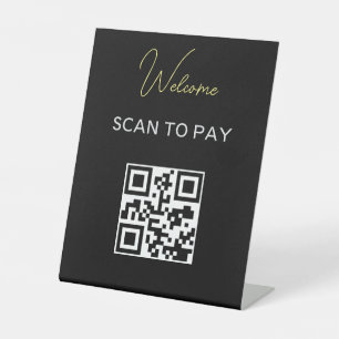 QR-code Contactloze scanbare betaal zwart wit Reclamebord Met Voetstuk
